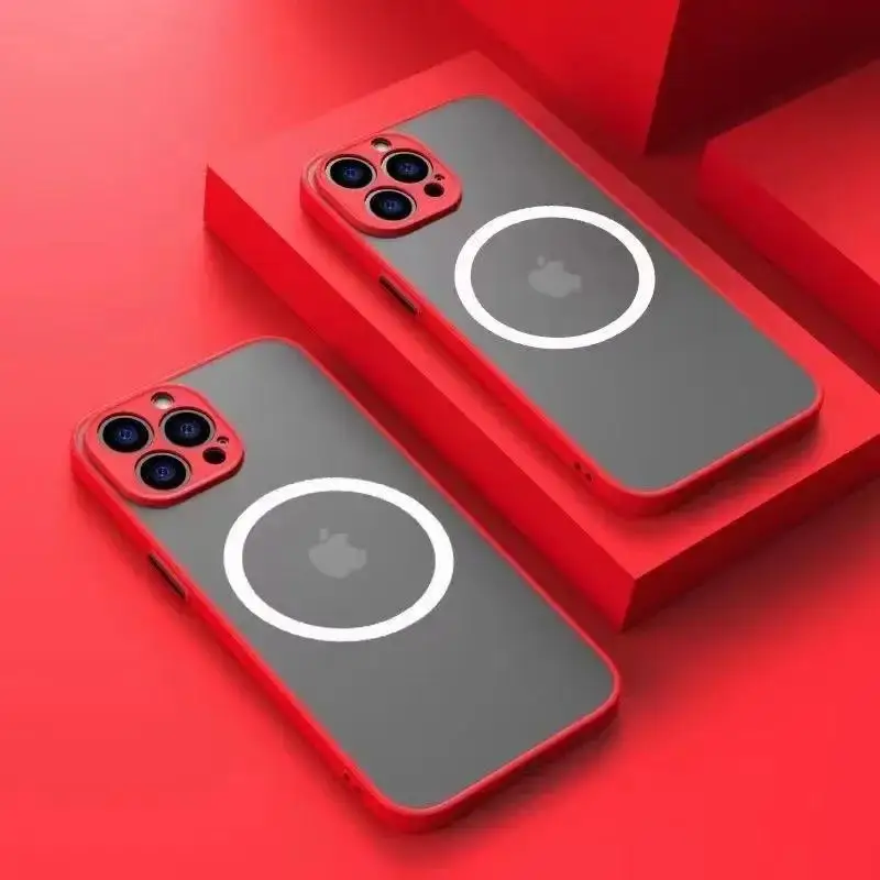 Luxury Matte Armor Magnetic Wireless Charging Case Cover