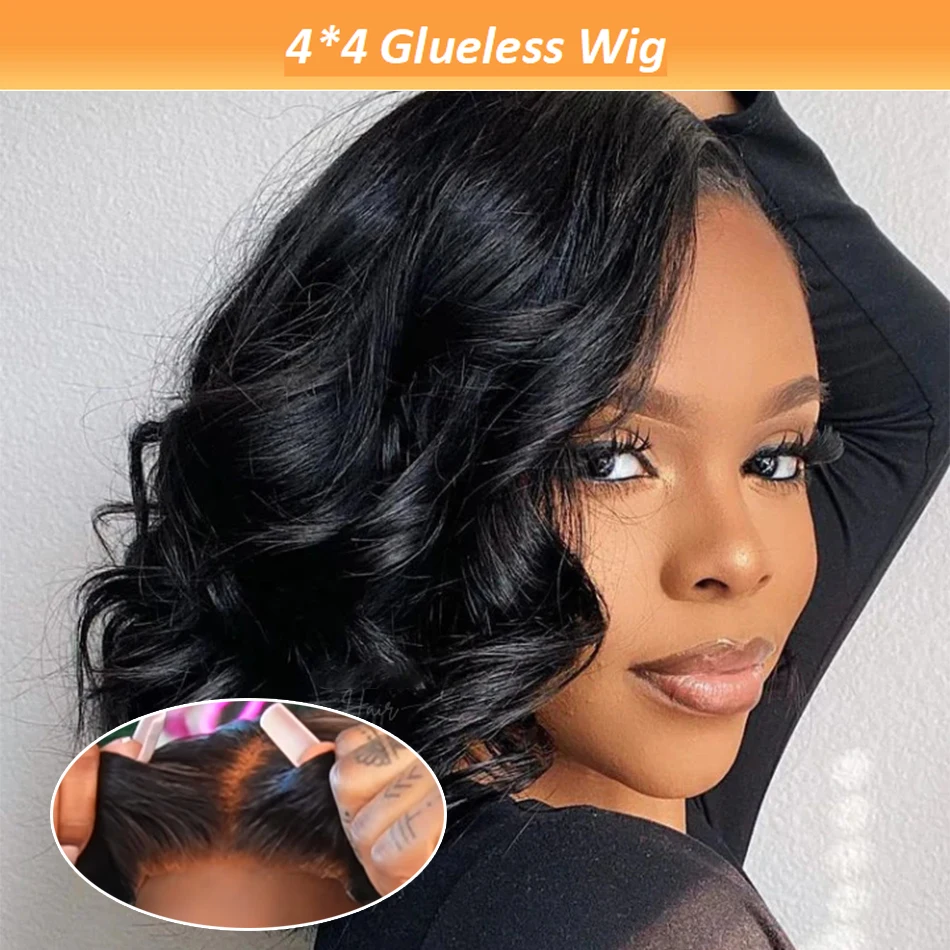 

4x4 Lace Closure Wear and Go Glueless Human Hair Wigs for Women Body Wave Pre Cut Transparent Lace Frontal Wigs for Women