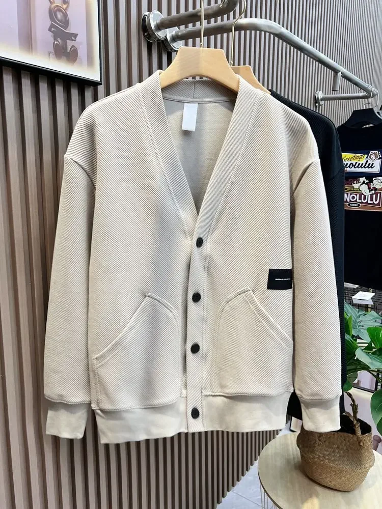 Description Picture 4 of itemWith Pockets Knitted Sweaters for Men V Neck Icon Cardigan Man Clothes Korean Fashion Plus Size Sweat-shirt Winter 2023 Trend A