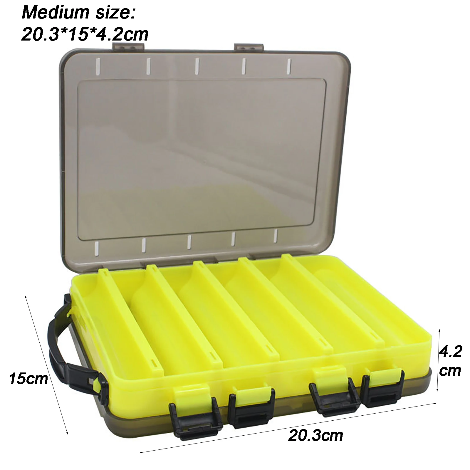 Grande Boîte à Pêche 2 Couches - 10 Compartiments Pour Leurres, Crevettes, Minnows - Marron Translucide