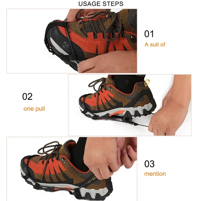 1 Paire De Crampons Antidérapants à 18 Dents Pour Chaussures A Glace Pour La Marche La Neige L Escalade La Marche Et La Peche En Hiver Taille M