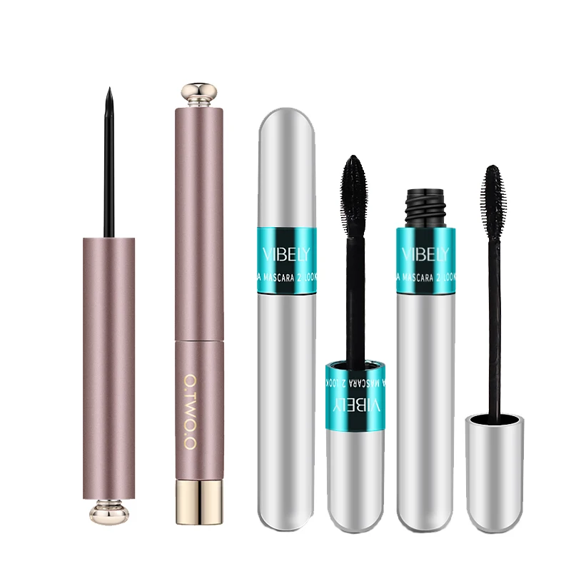 O.two.o Eyeliner Mascara Set Black Waterproof Ultra Fine Brush Head