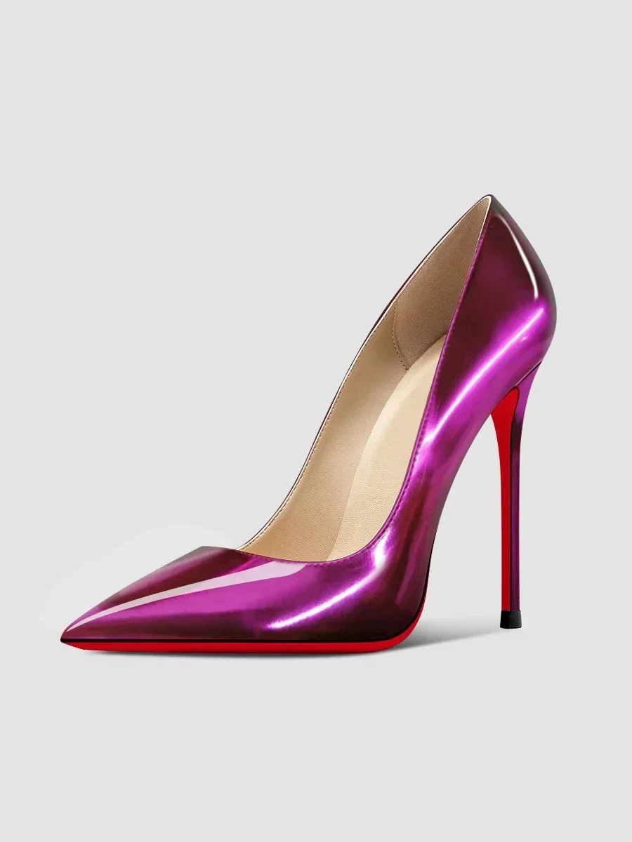 2025 New 12cm Black Ultra High Heels Women's Chop Men's Thin Heels Flirting on Bed Large Sexy Pointed  Single Shoes 5
