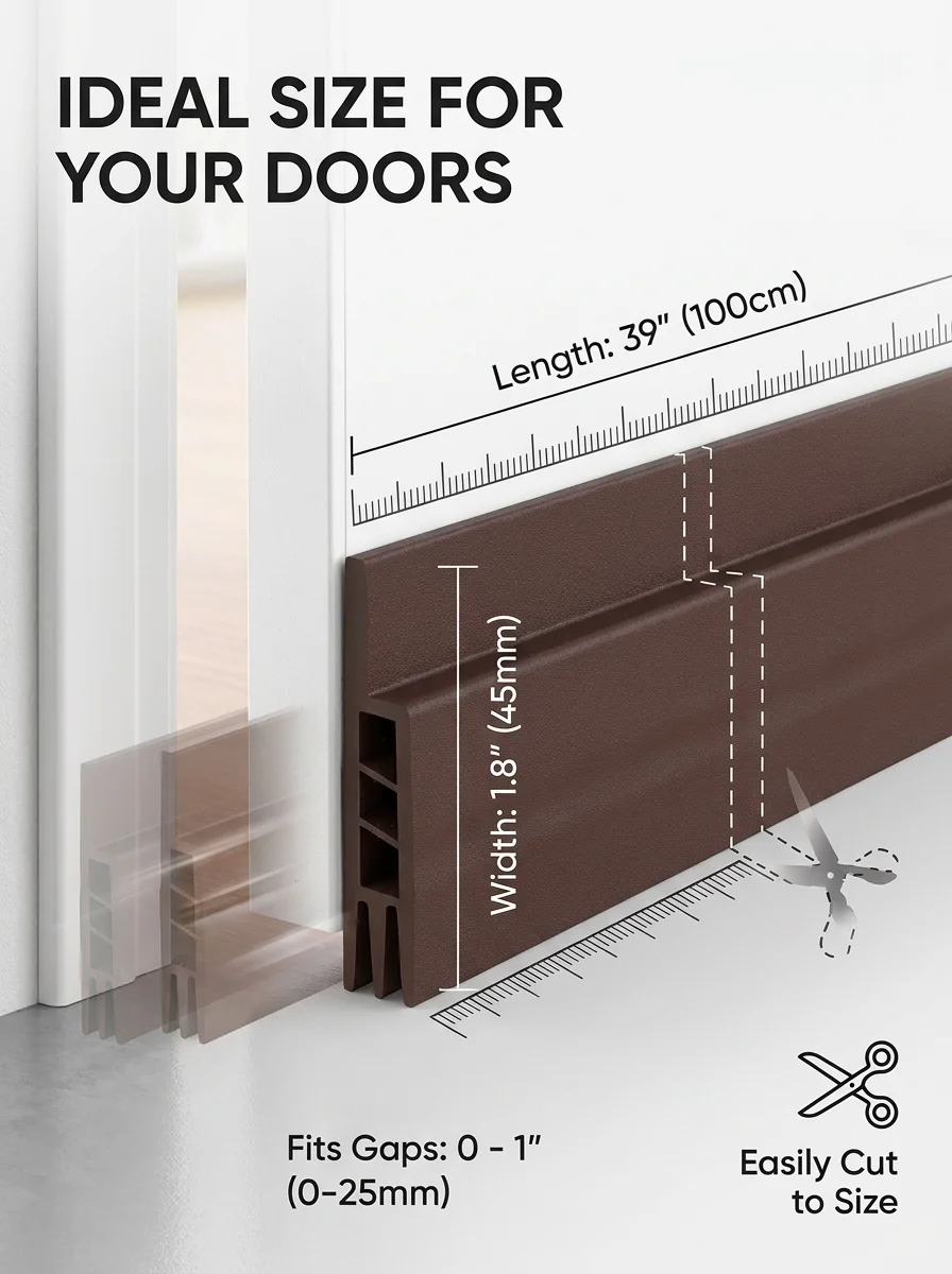 Self-Adhesive Door Seal Strip for Soundproofing and Draft Prevention