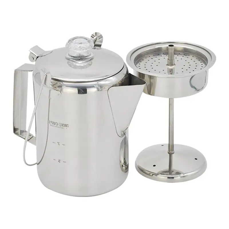 

Кофейник Percolator, кофейник из нержавеющей стали с 9 емкостями, для кемпинга