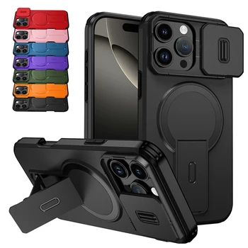Custodia protettiva per obiettivo per fotocamera per iPhone 16 15 14 13 Pro Max 14Plus 15Plus 16Plus 16e 16 15 14 Pro 17 Cover con cavalletto magnetico