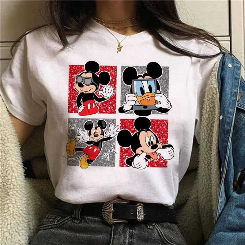 Camisetas con estampado de Mickey Y2k de los años 90 para mujer, camiseta de Minnie Mouse a la moda, ropa de calle para mujer, camiseta Kawaii de Disney