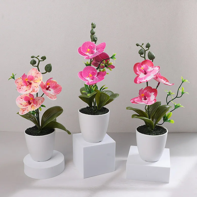 Bonsai Artificial Butterfly Orchid Silk Flower Potted Fake Plants For Home Garden Decoration Office Room Table Ornaments Wedding