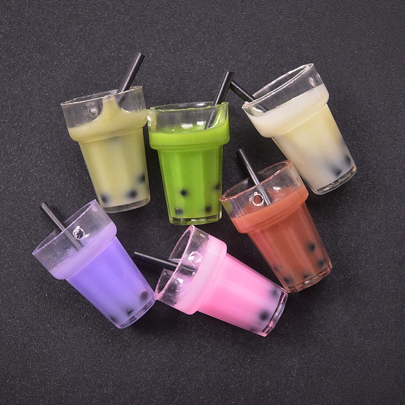 Assorted Milk Tea Cup Charm Pendants for DIY Jewelry and Keychain Crafting