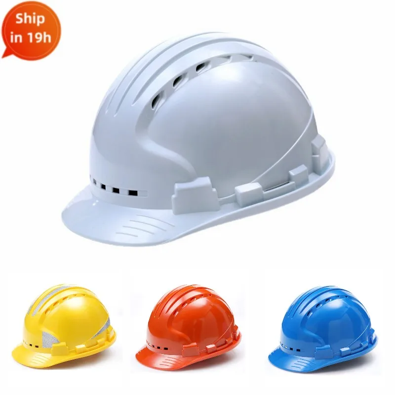 Construction Safety Helmet Reflective Stripes Vents Engineering Work Helmet Ventilated Lightweight Mining ABS Safety
