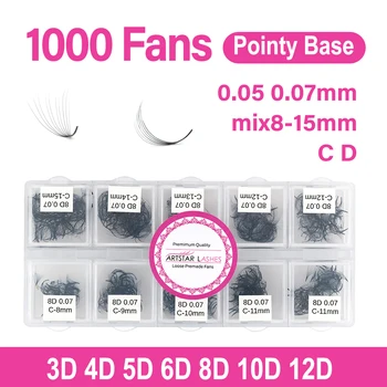 ARTSTAR 1000 Fans Loose Fans Lashes Extensions 3D 4D 5D 6D 8D 10D 12D Mixed Length Pointy Base Premade Fans Eyelashes Extensions 1