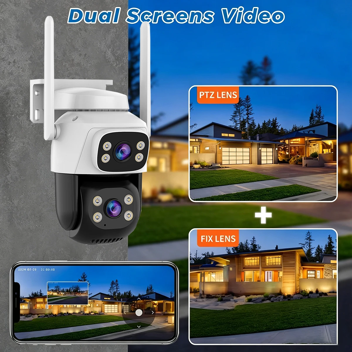 Dual-Lens Dual-Screen PTZ Security Camera 4K 8MP Outdoor WiFi IP Cam with AI Auto Tracking Audio Video Surveillance O-Kam Pro 2