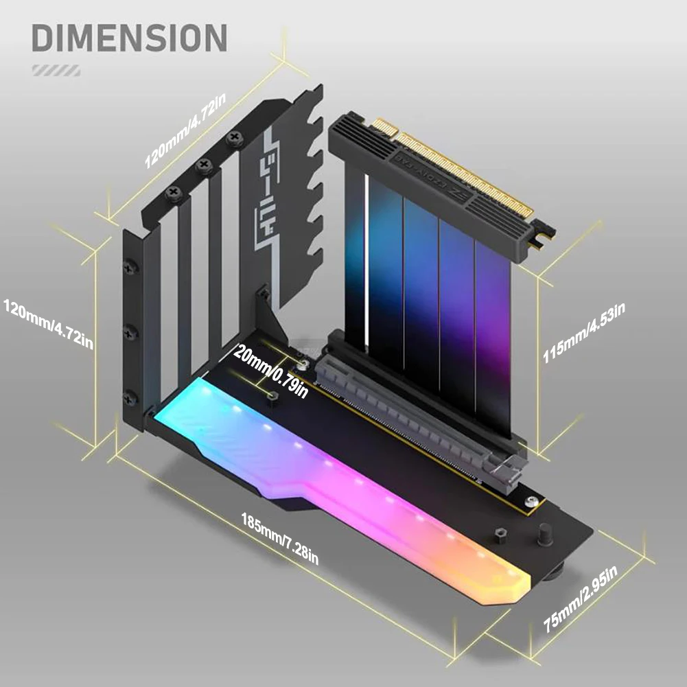 Vertical GPU Mounting Bracket with PCI-E 4.0 Riser Cable