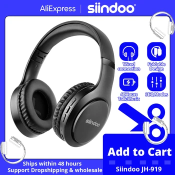 Siindoo Cuffie Bluetooth senza fili JH-919 Auricolari stereo pieghevoli Cuffie con microfono con cancellazione del rumore per TV PC Nero 1