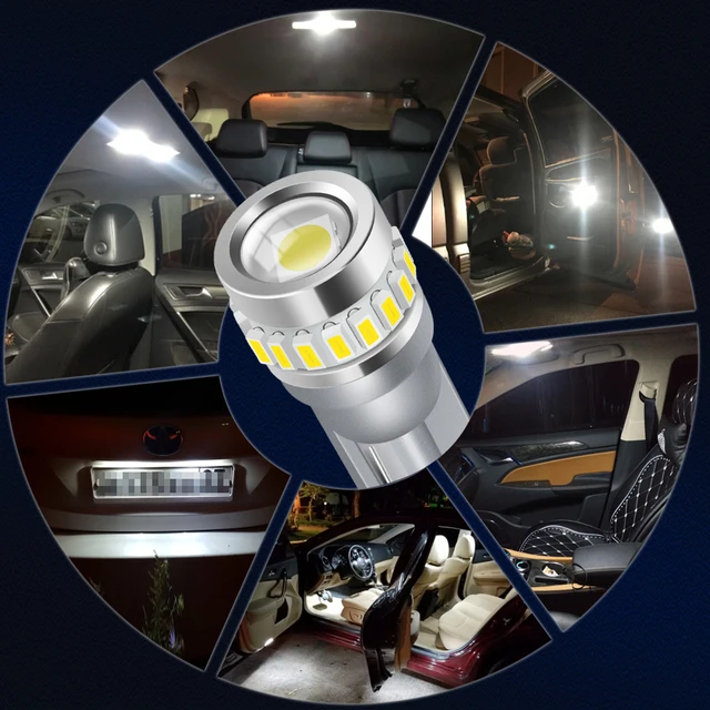 10w Bulbuniversal T10 Led Bulb 12v 800lm 194 3030 Smd Canbus Error-free Car  Interior Light