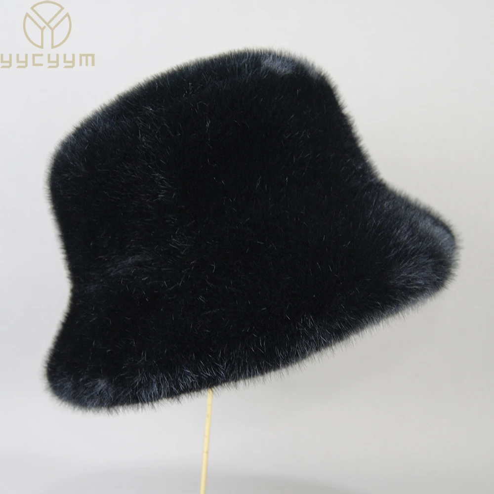 

False Mink Fur Berets Elegant Women's Winter Caps New Design Fashion Artificial Fur Hats Knitted Warm False Mink Fur Beanies Hat