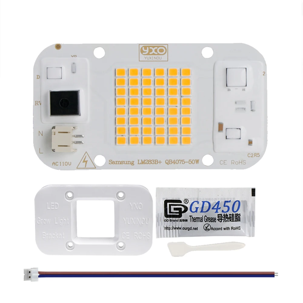 LED Grow Light Hydroponice LED COB Lamp Bead Driverless AC 220V 50W DOB Chip For DIY Plant Grow Seed Flower Light Bulb