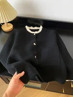 Femmes vêtements automne nouveau bouton d'amour col plissé tricoté Cardigan veste femme paresseux Style doux mode coréenne pull hauts 3