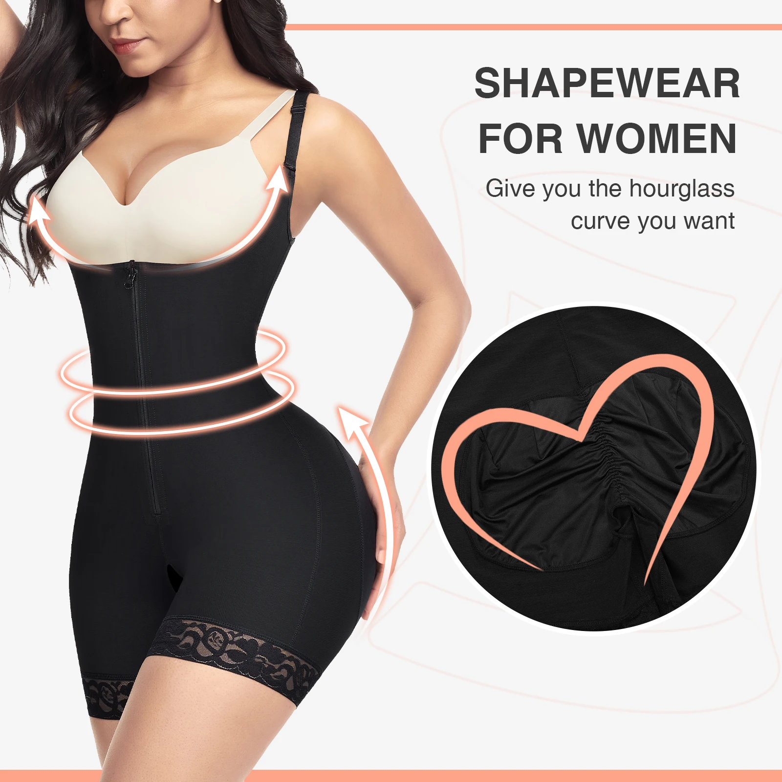 FeelinGirl Women Shapewear Bodysuit Tummy Control Fajas Body Shaper for  Women with Zipper : : Clothing, Shoes & Accessories