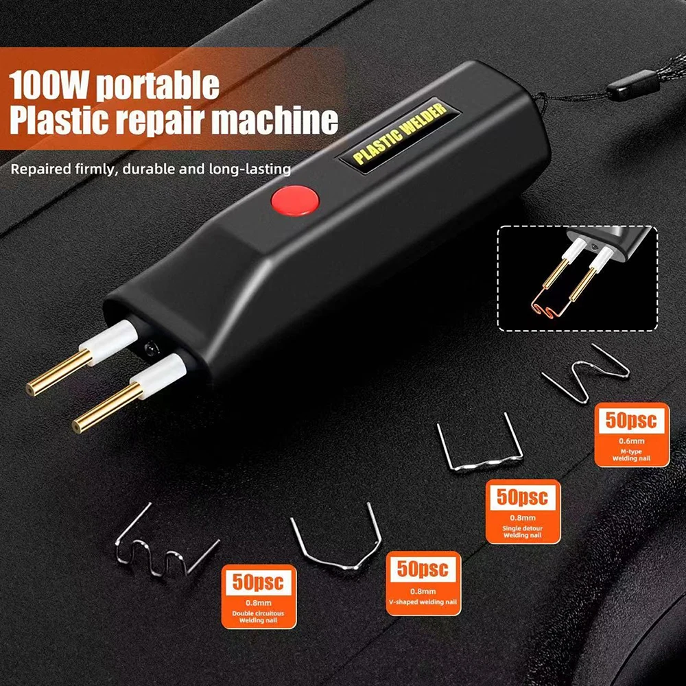 100W 휴대용 플라스틱 용접기 200pcs 바늘 열 스테이플러 플라스틱 용접기 키트 자동차 자동차 범퍼 수리 용접 도구