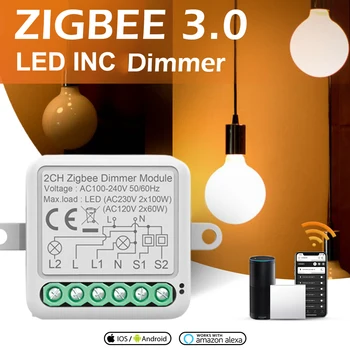 Tuya Zigbee3.0 조광기 조명 스위치, 스마트 라이프 앱 제어 밝기, 스마트 홈 LED/INC 전구 조광, 알렉사 구글과 작동