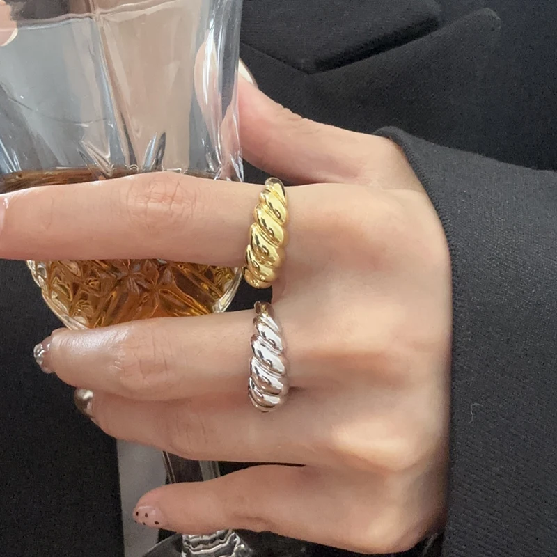 New Creative Smooth Water Drop Rings for Women Vintage Geometric Adjustable Croissant Open Finger Nail Ring Couple Jewelry Gifts