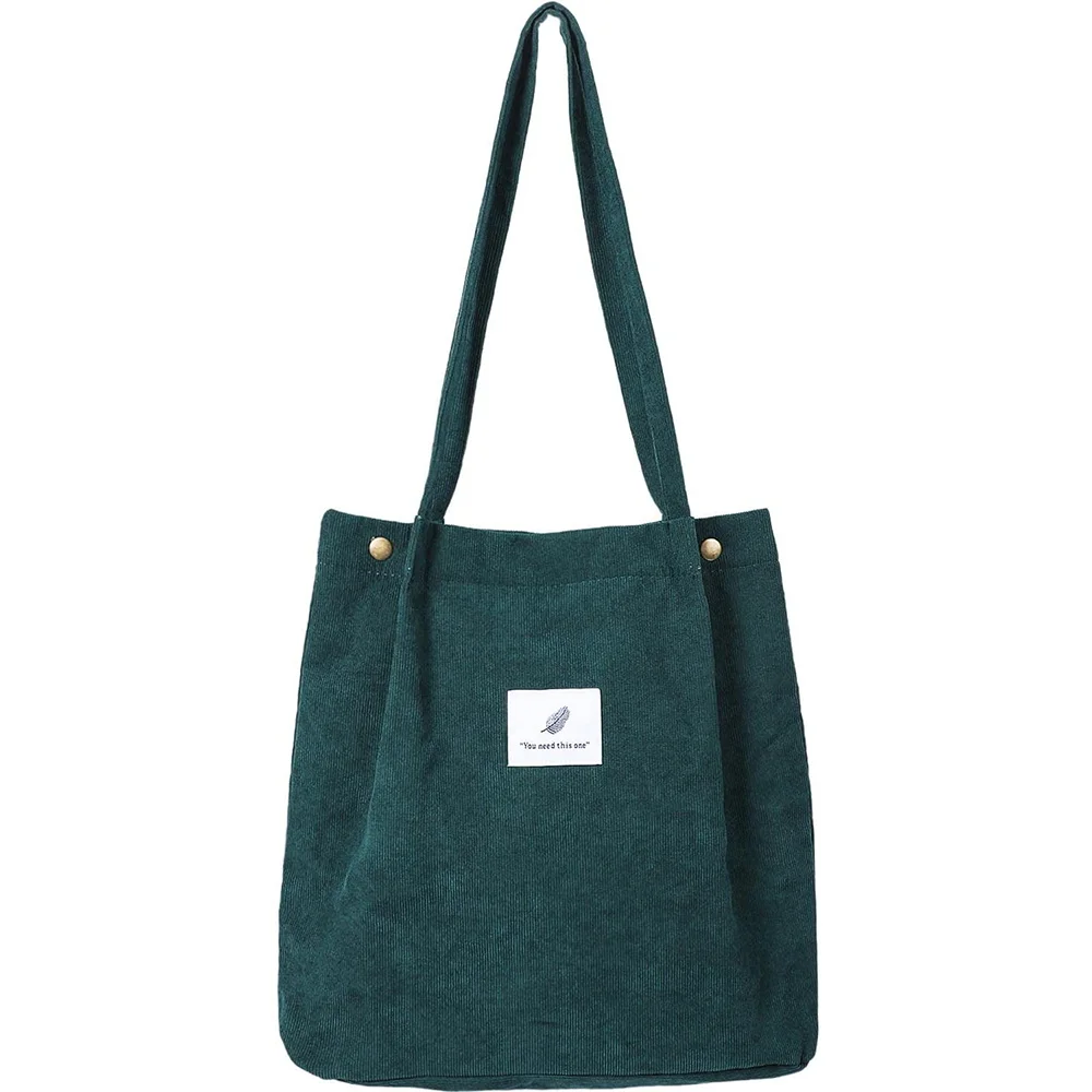 2022 Corduroy Shoulder Bag for Women Cotton Cloth Handbag Solid Color Eco Shopping Orangnizer Reusable Large Shopper Totes Bags