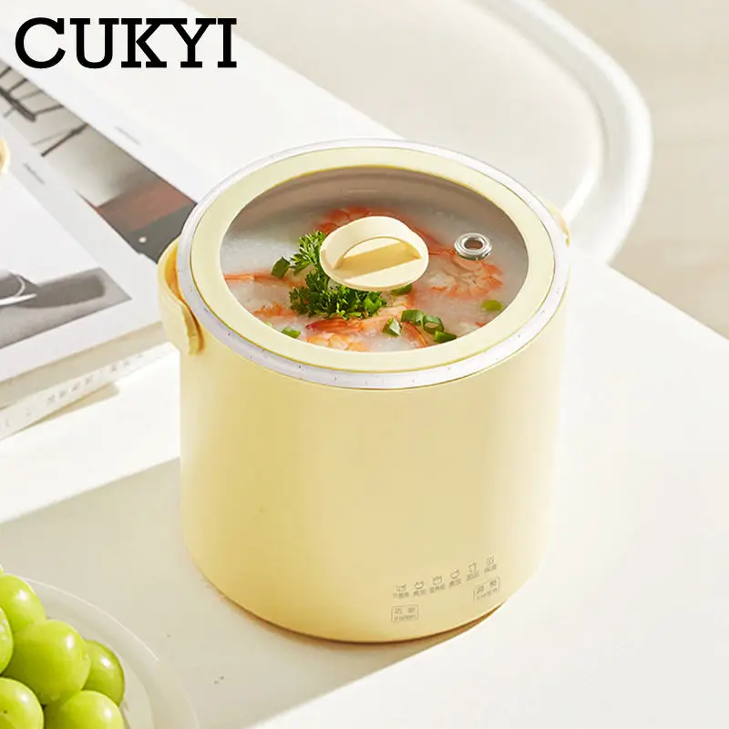 Portable Multicooker large caliber Stew Pot Slow cooker Non-stick Rice Cooker Reservation Noodles Boiler Portable Crock Pot 0.8L 4