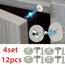 Magnetic Cabinet Door Catch for Concealed Closure - Ideal for Furniture and Kitchen Glass Doors (4 Sets)