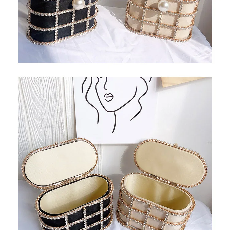 Kavi - Diamond & Pearl Metallic Cage Clutch detail 2