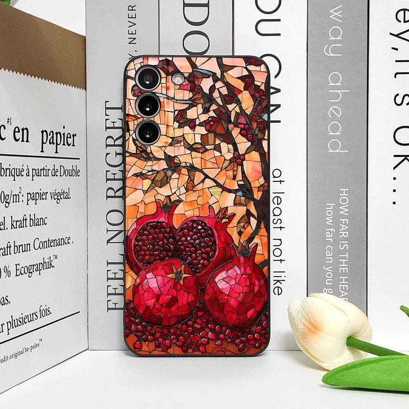 Creative Retro Fruits Marble Texture Printed Soft Phone Case