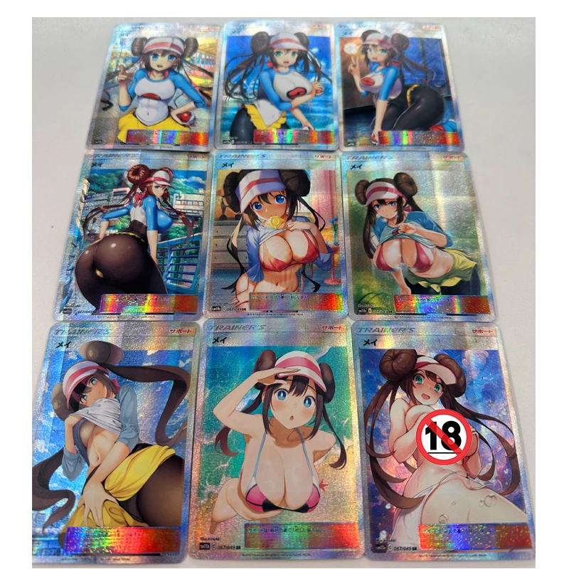 

9pcs/set Pokemon Trainer Rosa PTCG Japanese ACG Sexy Toys Hobbies Hobby Collectibles Game Collection Anime Cards
