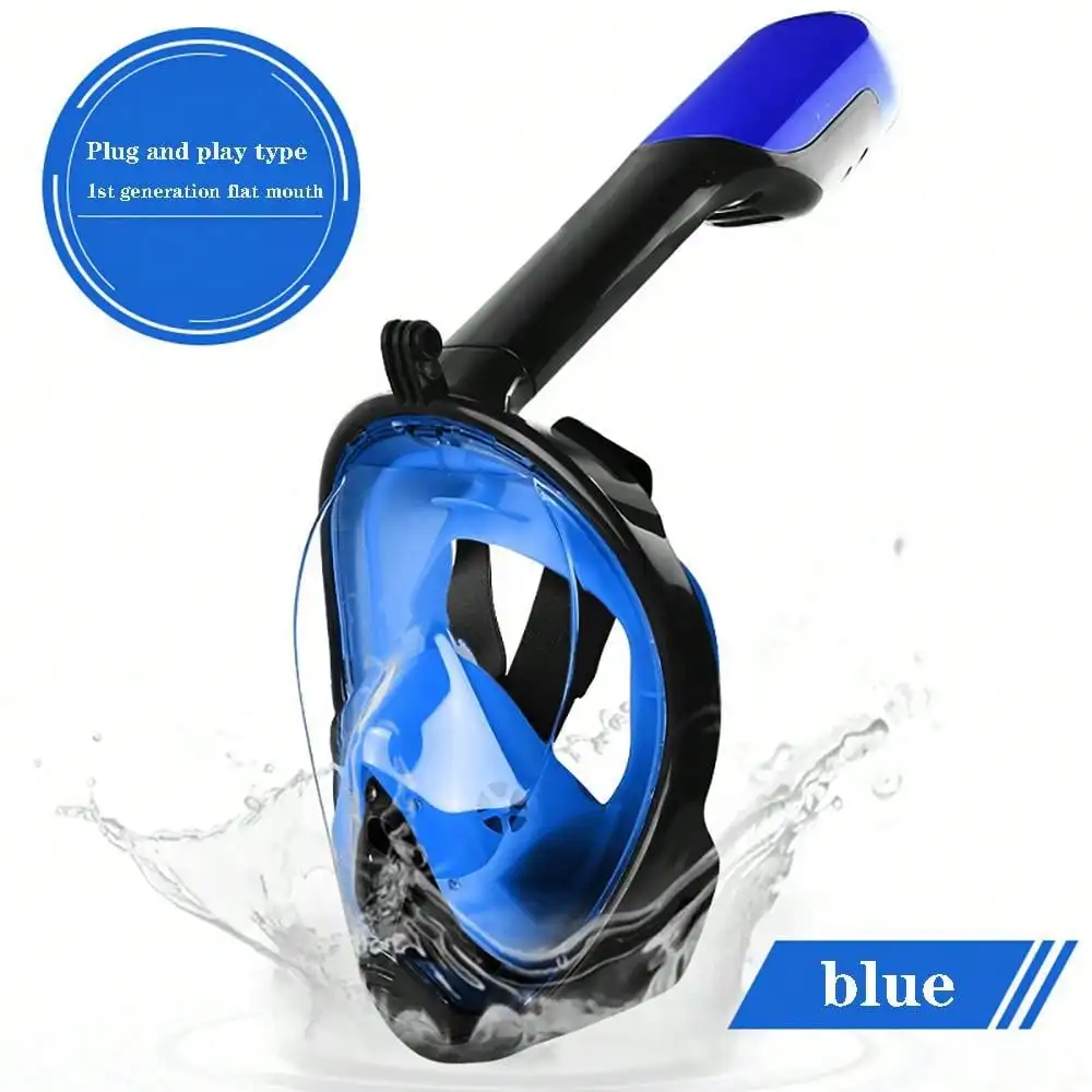 분리형 카메라 마운트가 있는 풀 페이스 스노클 마스크, 스노클링 수영 다이빙 마스크 성인용 와이드 뷰 안개 방지 누출 방지