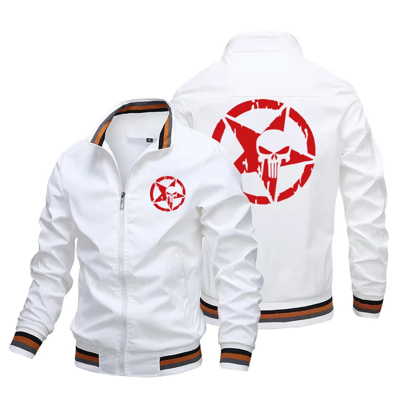 Hot selling men's fashion jacket coat new windbreaker tooling outdoor clothes casual handsome street anime punisher print coat