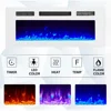 Floating TV Stand with 36 Electric Fireplace, High Gloss Finish Wall Mounted Fireplace Entertainment Center with Storage for TVs 3