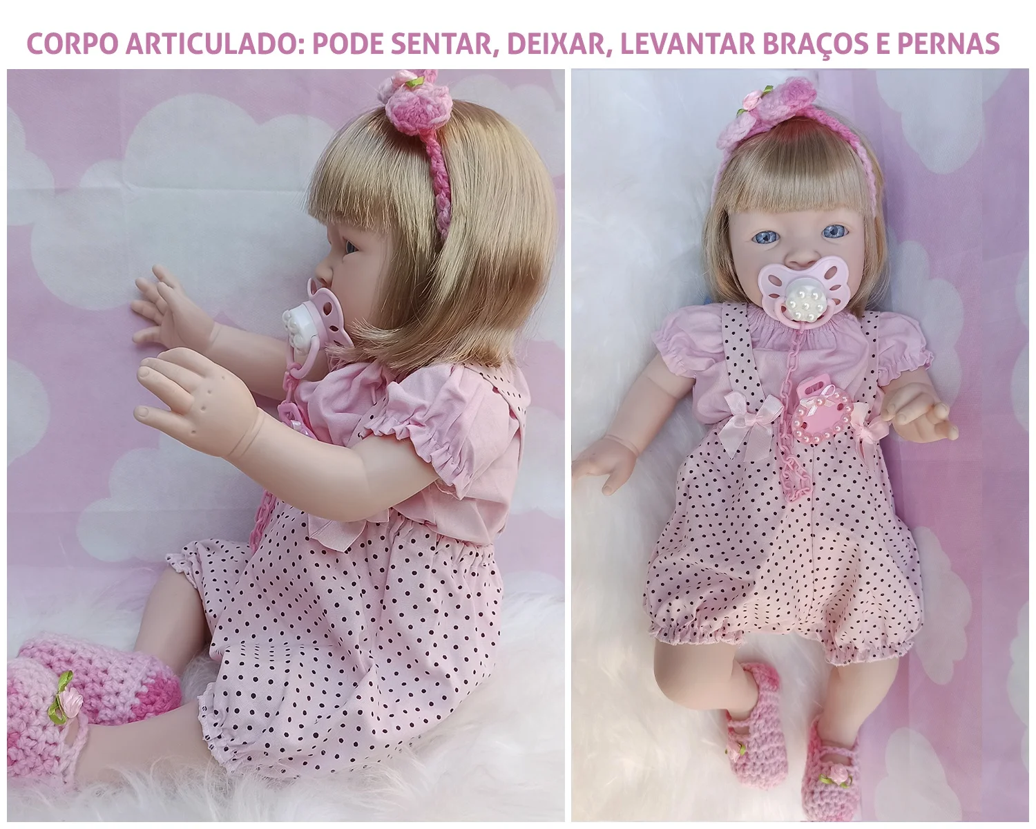 Tipo Boneca Bebê Baby Real Reborn Realista Bolsa + 28 Itens