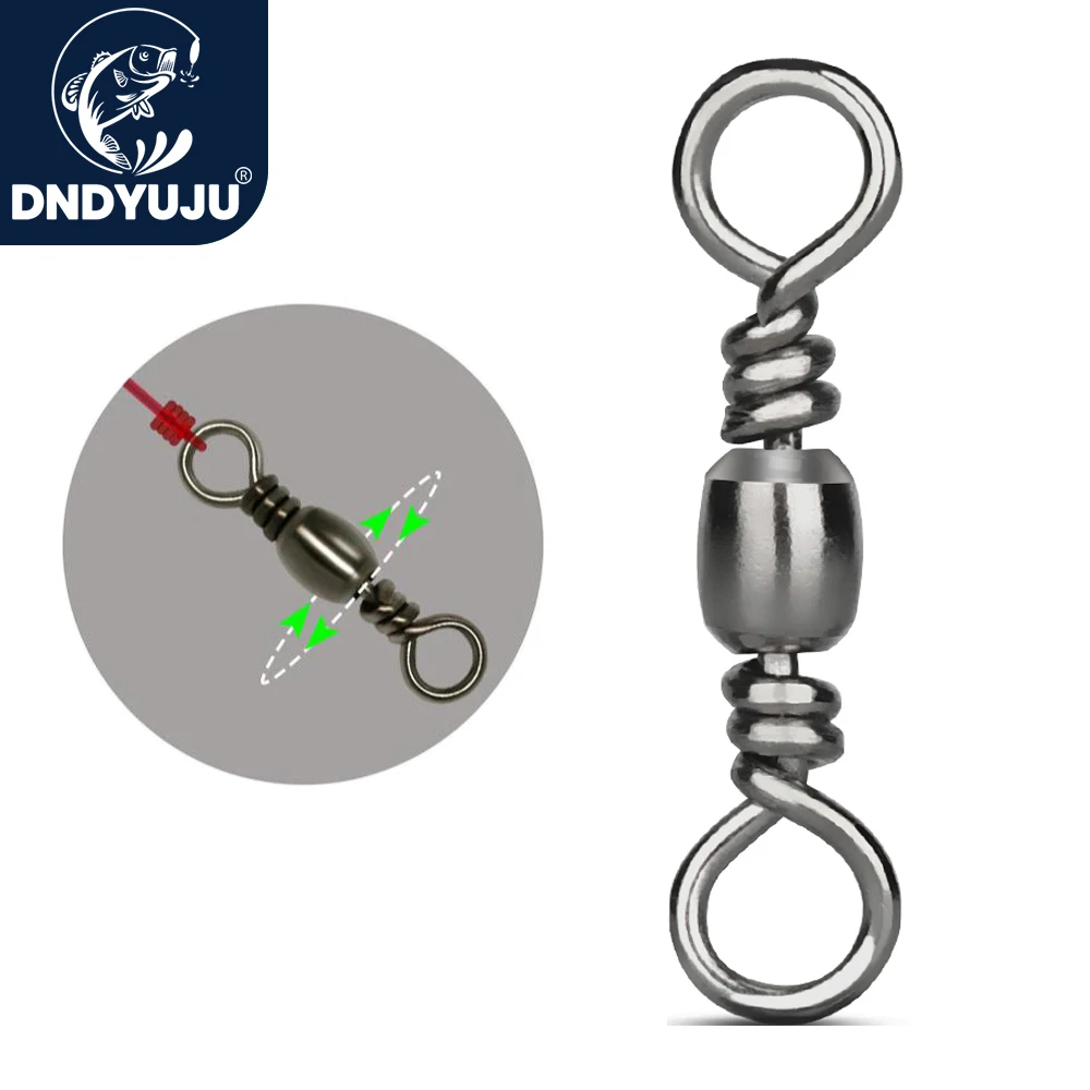 

DNDYUJU 50 or 100pcs Carbon Steel Fishing Barrel Bearing Rolling Swivel Solid Ring Fish Hook Lures Connector Fishing Accessories