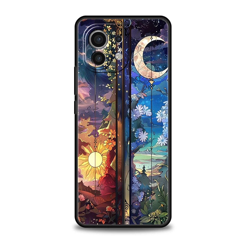 Elegant Sun and Moon Glass Pattern Phone Case - Soft TPU Cover