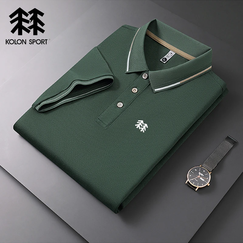 Embroidered KOLONSPORT Polo Men's Hot Selling Polo Shirt Summer New Business Leisure Breathable High-Quality Polo Shirt for Men