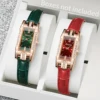 2PCS/Set Women's Watches Fashion Rectangle Leather Band Quartz Watch（Without Box） 1
