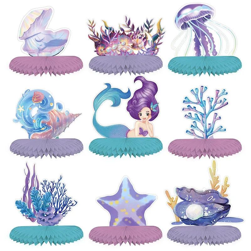 thumbnail image 1 of Decoración de cumpleaños de sirena, nuevo juego de vajilla con temática, mantel, vasos de papel, platos, telón de fondo, pancarta, globos para bebé, suministros para fiestas infantiles, 1 of 5