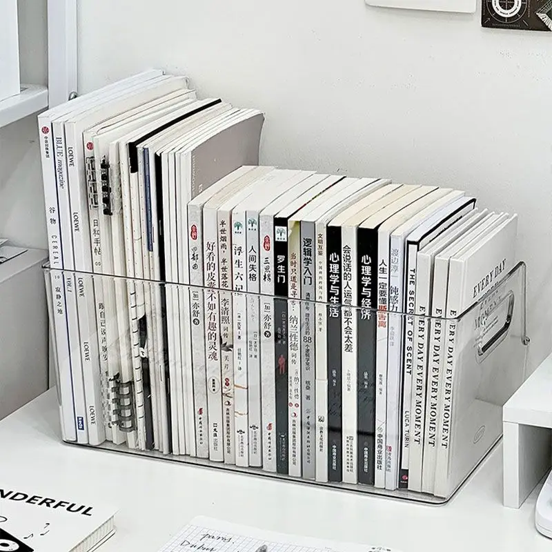 Transparent And Minimalist Magazine Storage And Organization Shelf Desktop Bookshelf Dust-Proof Storage Book Box For Writer