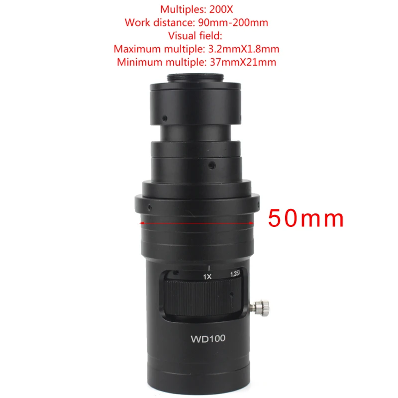 100X 130X 180X 200X 300X 360X Adjustable Magnification C Mount Zoom Lens For HDMI VGA USB Industrial Video Microscope Camera 4