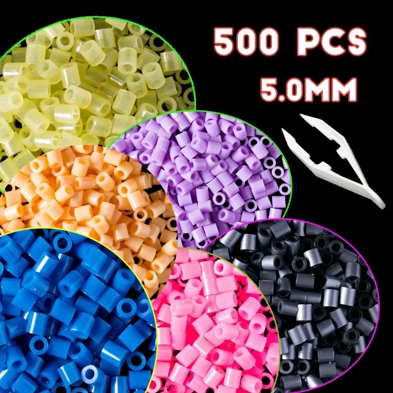 500PCS Multicolor Hama Beads for Kids – DIY Puzzle and Pixel Art Toy Set