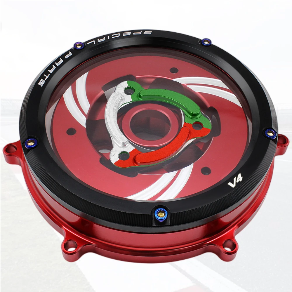 V4 V4s Motorcycle Clutch Cover For Ducati Panigale V4 Speciale Modified Transparent Hood Engine Right Side Protection Guard