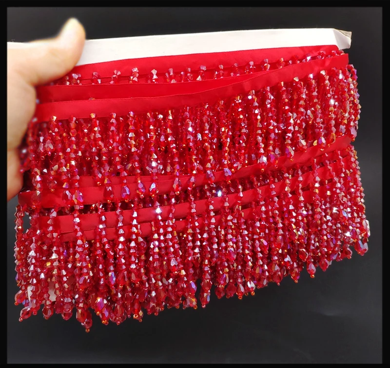 Crystal Pendant Beaded Fringe Lace for lace garment accessories,lace decoration,lace accessories,lace sewing accessories,clothing accessories 1yard price DIY Clothes Stage Dress Home Curtain Headwear Decorative Accessories