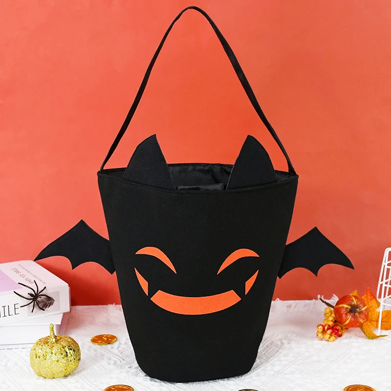 1pc Halloween Candy Buckets Trick Or Treat Pumpkin Bat Witch Chocolate Cookies Storage Bag For Kids Halloween Party Decor Props