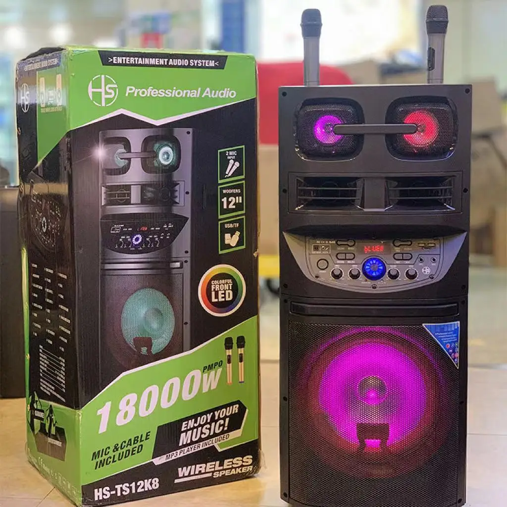 

18000W High-Power Bluetooth Speaker Outdoor Party Karaoke Speaker LED Light Portable Radio FM Bass Stereo Speaker With Dual Mic