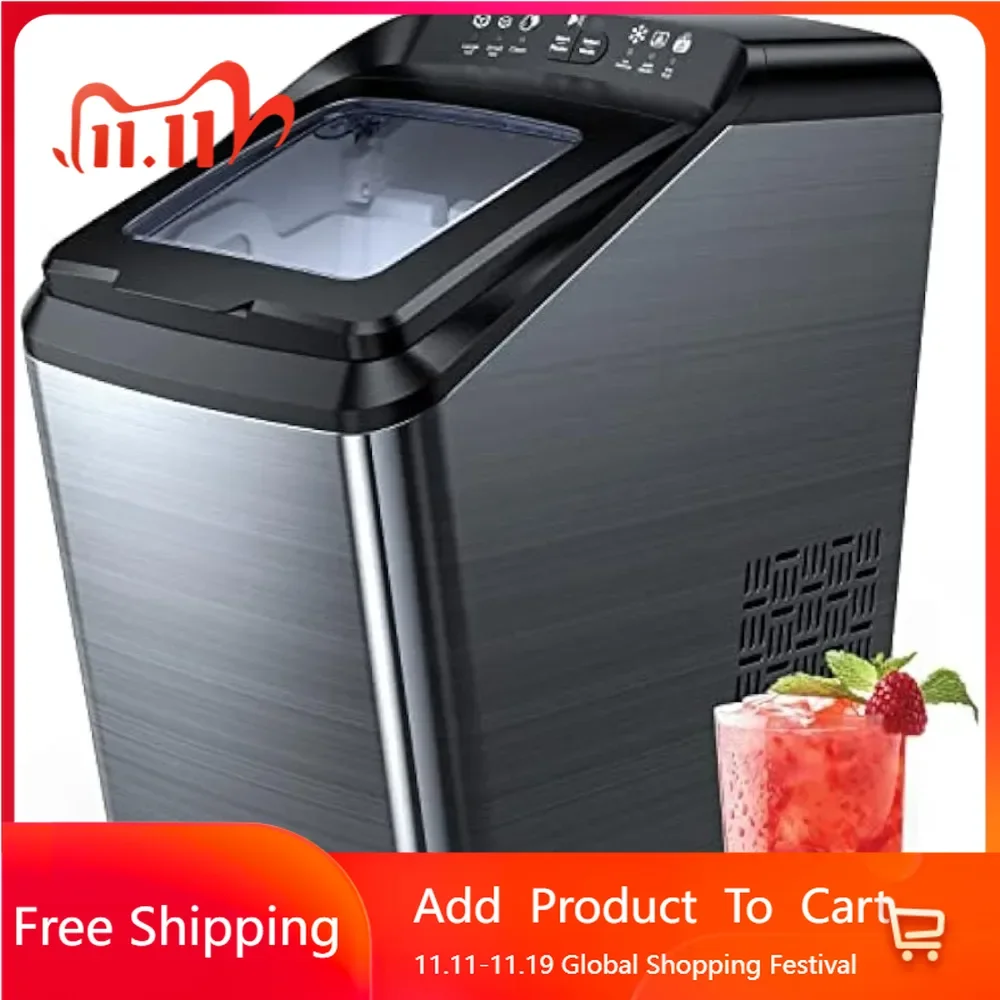 33 pound self-cleaning ice maker countertop, prepare 10 cubes and 2 sizes of ice bullet maker in 9-7 minutes