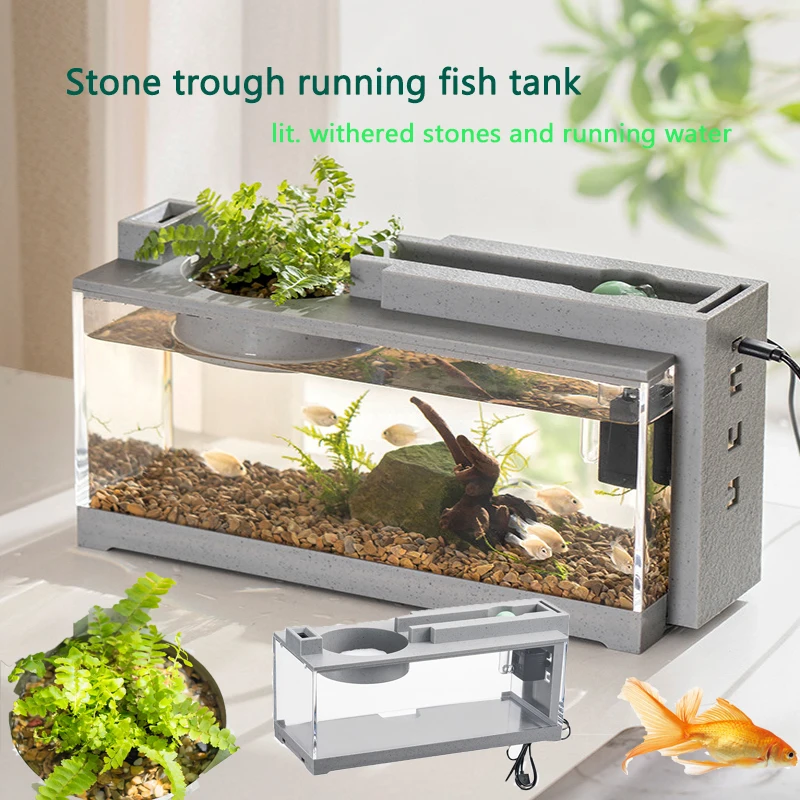 

Micro Fish Tank Aquarium Small Desktop Decorations creative fish bowl Filtration Mute Running water Tropical Betta Fish Tanks